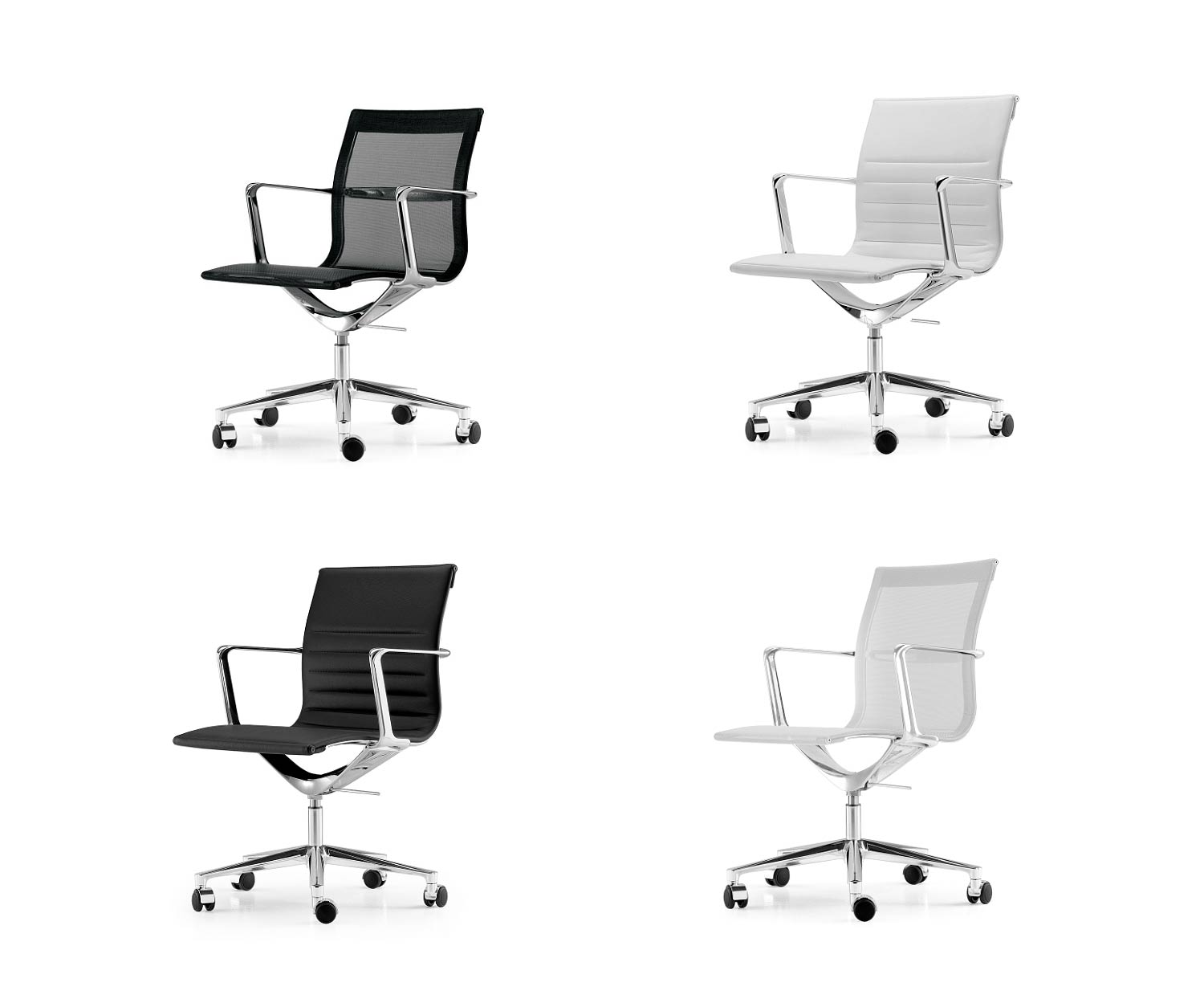 ICF Una Chair Management Chaise de bureau cuir ou mesh / noir ou blanc ICF Una Chair Management Chaise de bureau cuir ou mesh / noir ou blanc