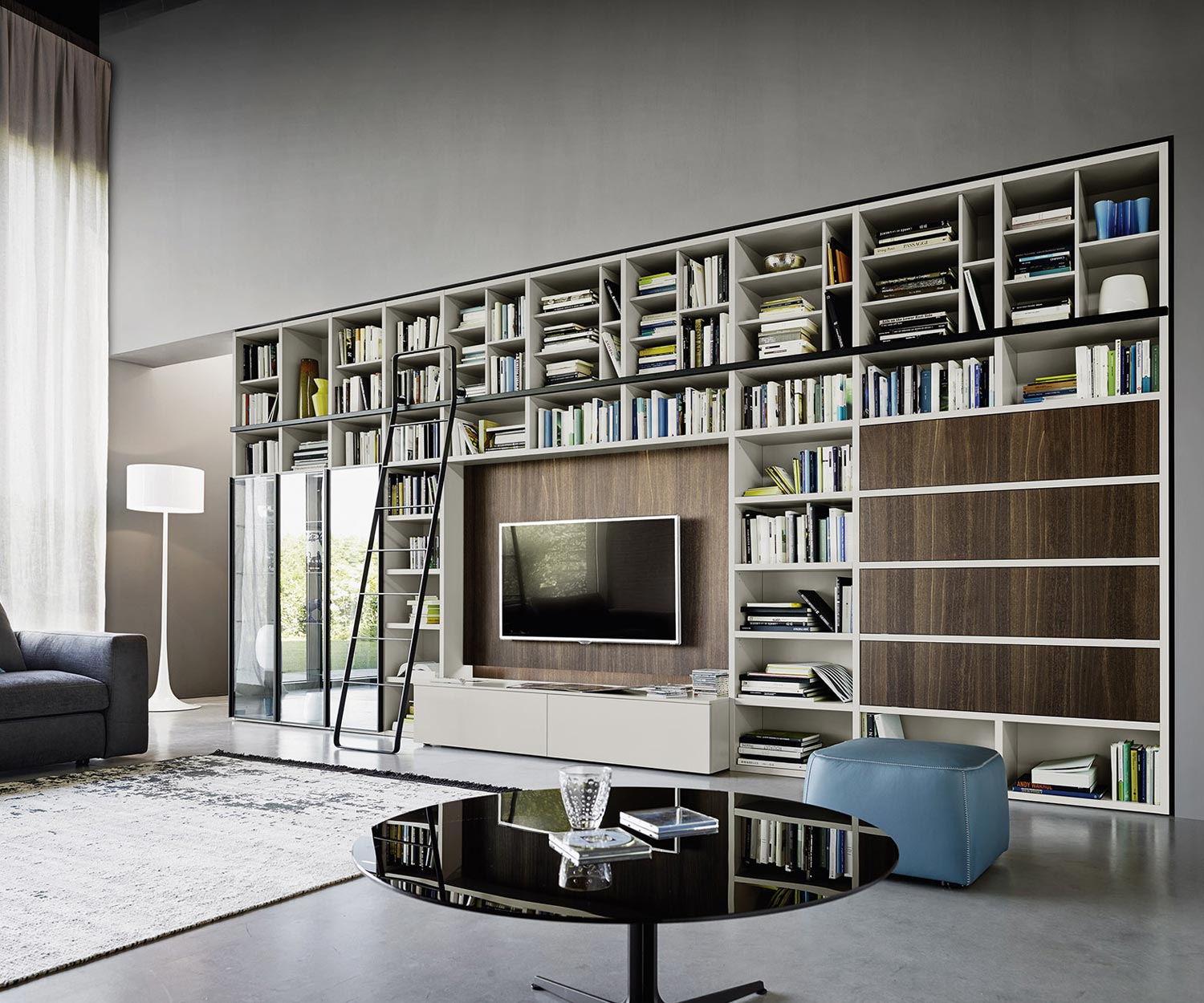 Exclusif Livitalia Bibliothèque design avec échelle C60
