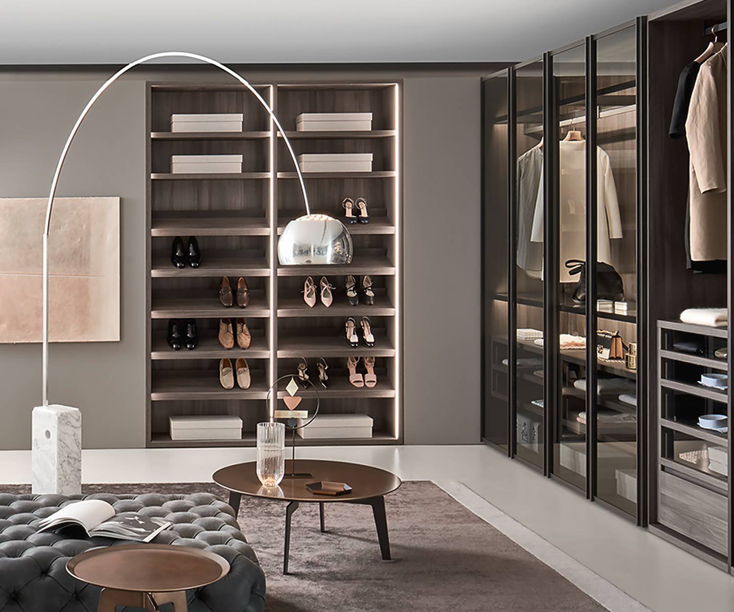 Livitalia Armoire à chaussures design de luxe avec ou sans portes vitrées Livitalia Armoire à chaussures design de luxe avec ou sans portes vitrées