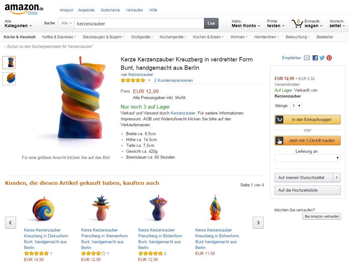 Boutique en ligne Amazon Bougies