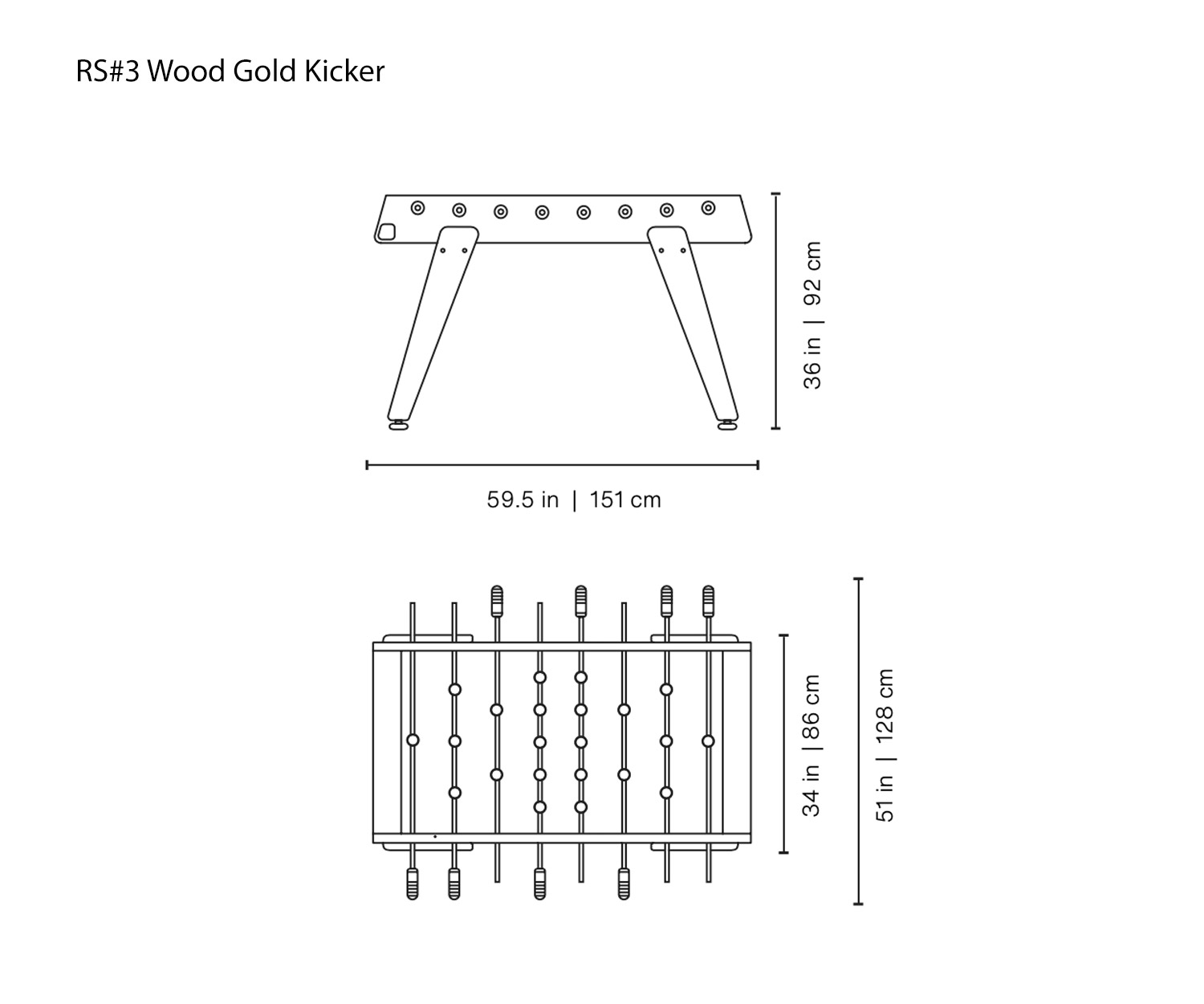 Baby-foot design RS Barcelona RS#3 Wood Gold Esquisse Dimensions Dimensions Baby-foot design RS Barcelona RS#3 Wood Gold Esquisse Dimensions Dimensions