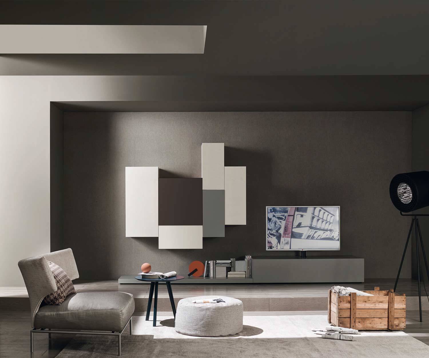 Armoire suspendue design exclusif Vertical en gris foncé brillant Armoire suspendue design exclusif Vertical en gris foncé brillant