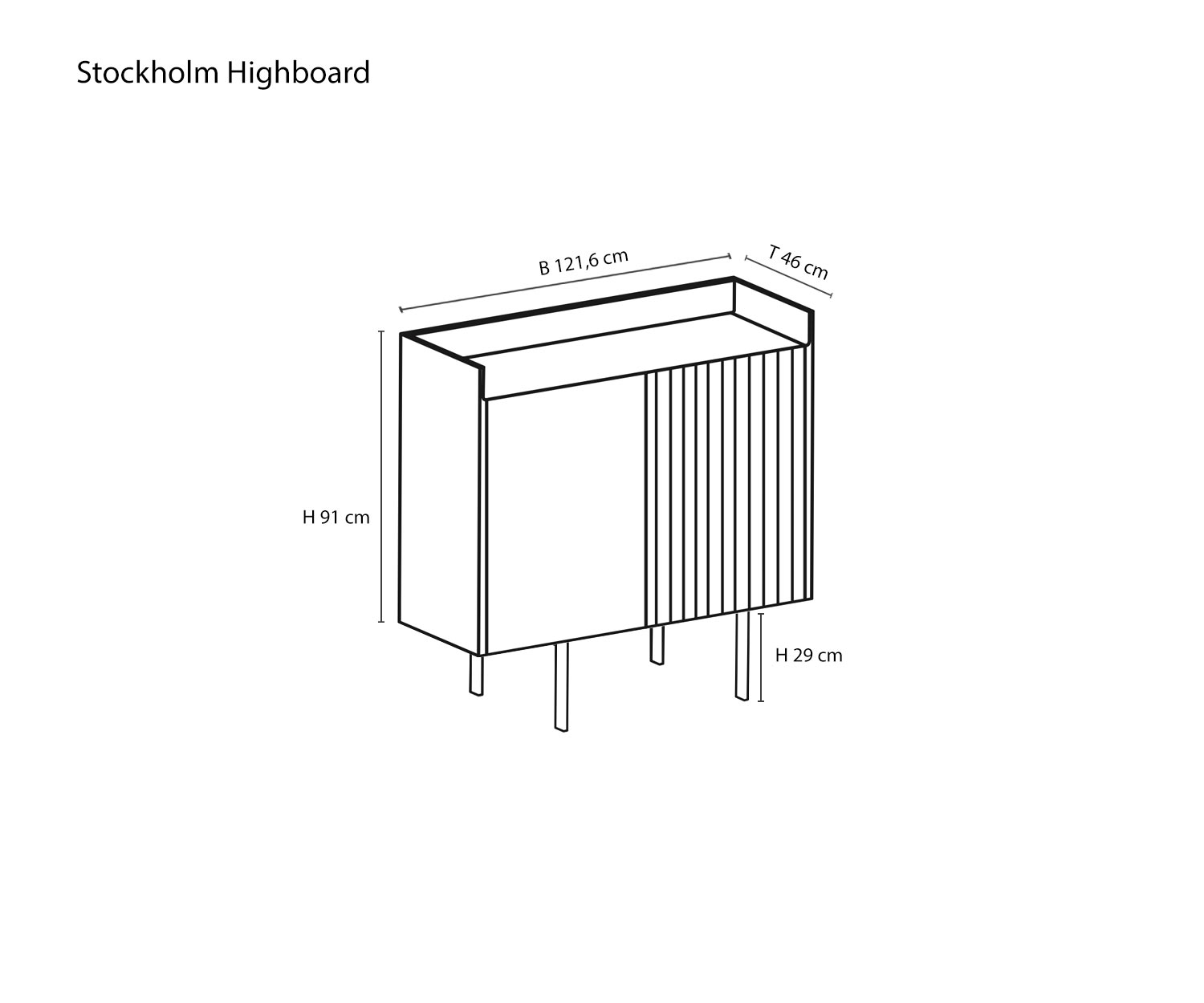 Designer Highboard de Punt Stockhiolm Esquisse Tailles Dimensions