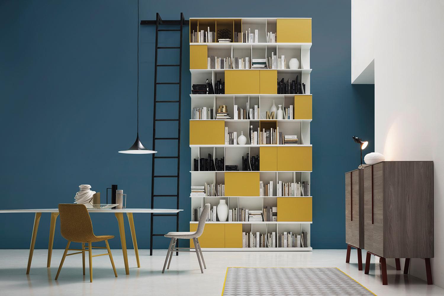 Haute biblioth&egrave;que avec &eacute;chelle