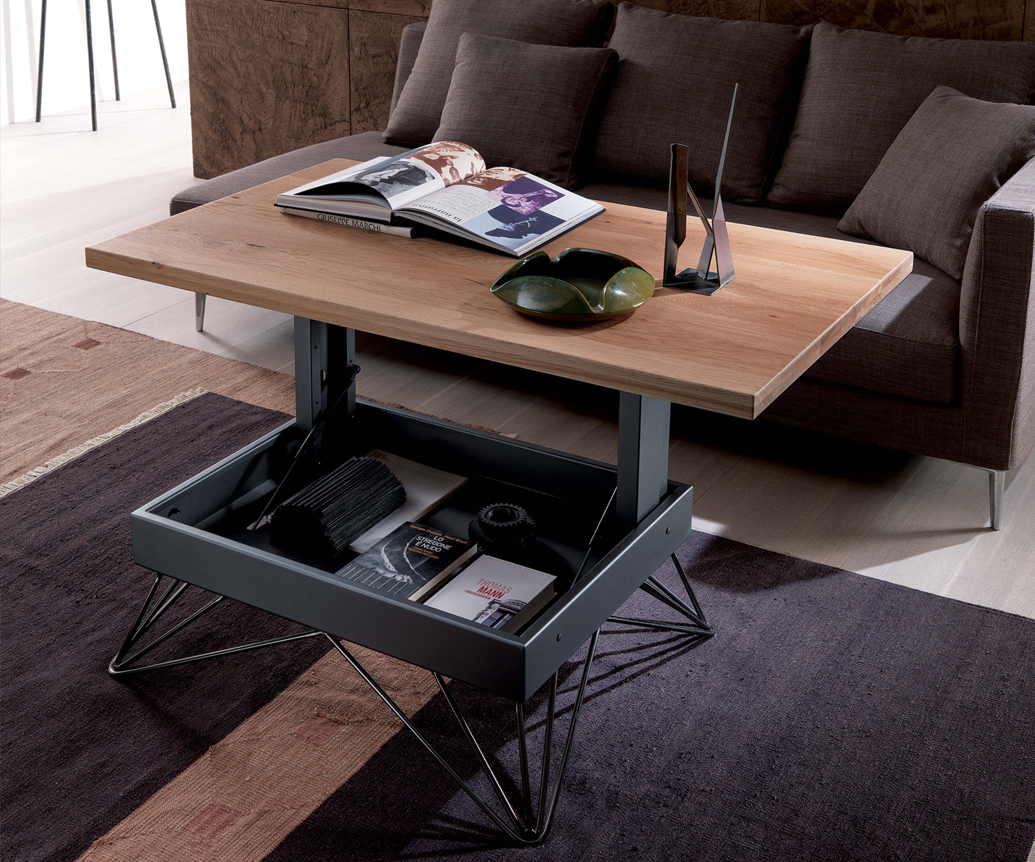 Ozzio Table basse design R T064 Réglable en hauteur