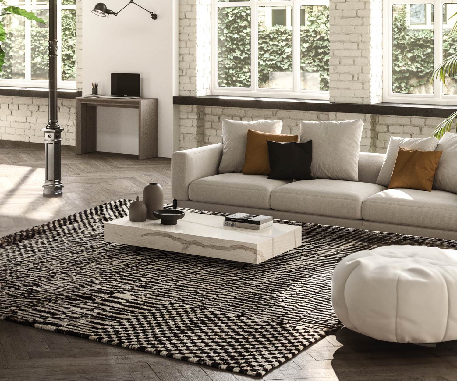 Ozzio_Planet_Design Table basse T115 réglable en hauteur et extensible