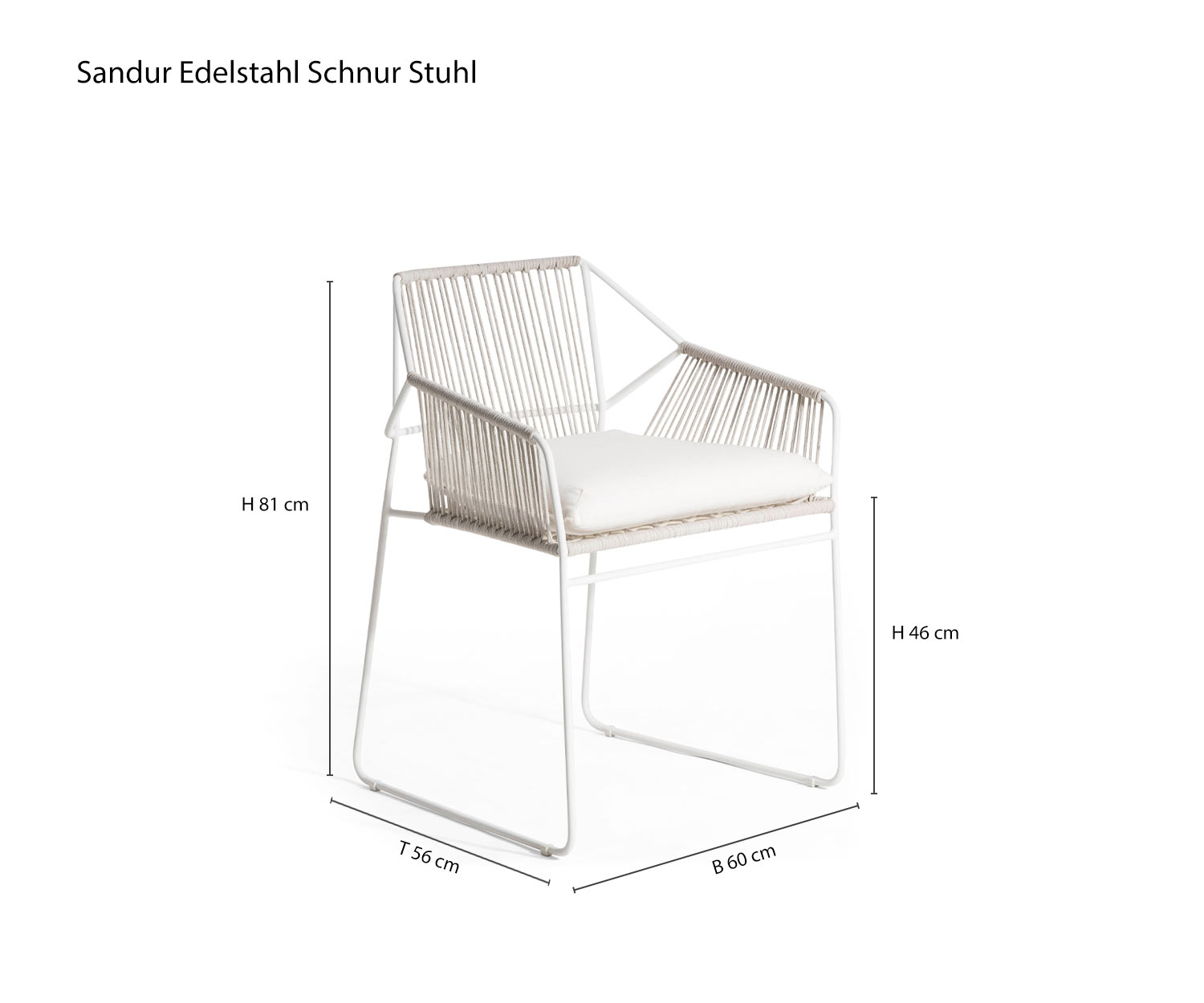 Chaise de jardin Sandur de Oasiq Armbespannung Esquisse Dimensions Tailles Chaise de jardin Sandur de Oasiq Armbespannung Esquisse Dimensions Tailles