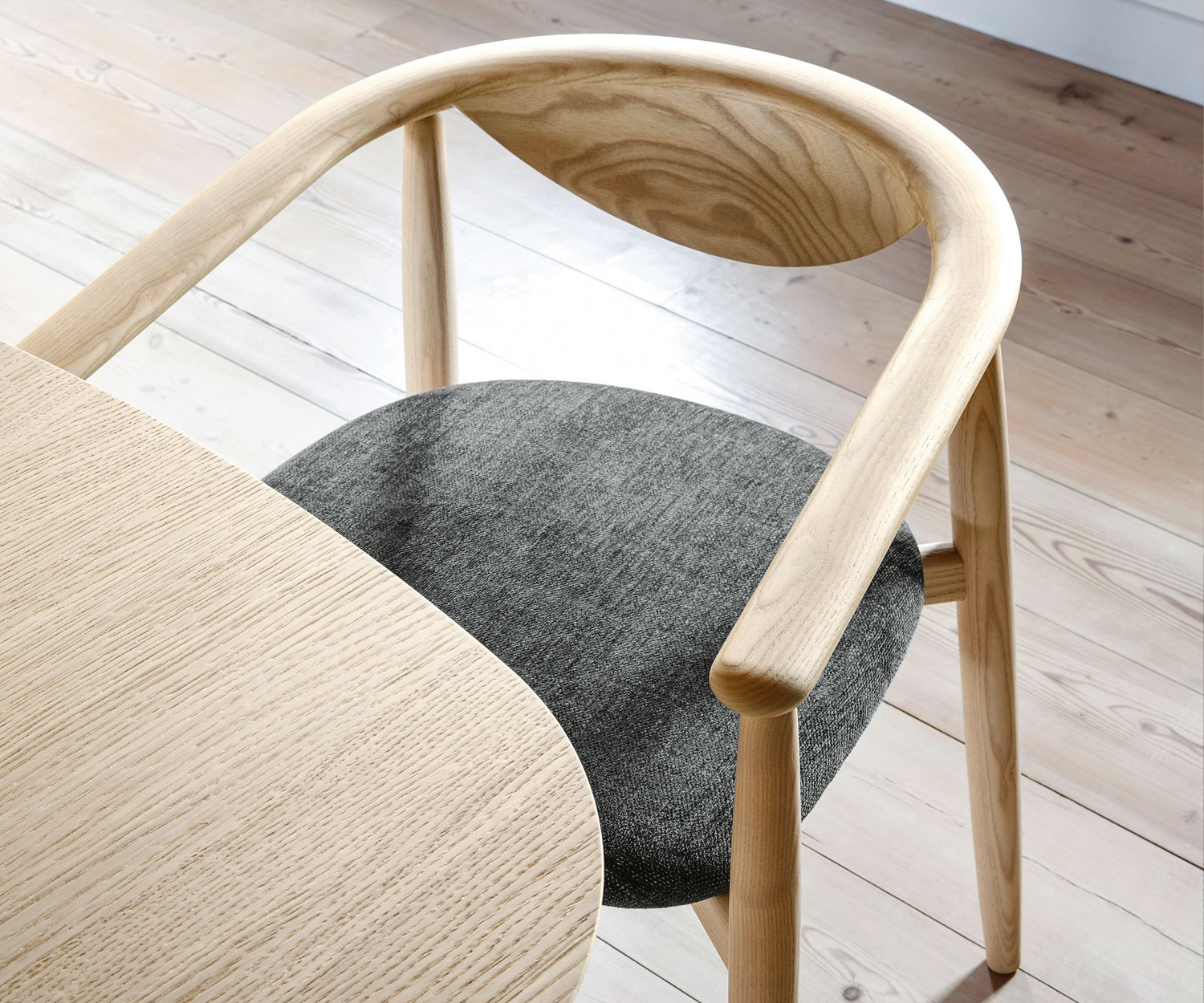 Novamobili Chaise Rose chêne massif gris garni en gris