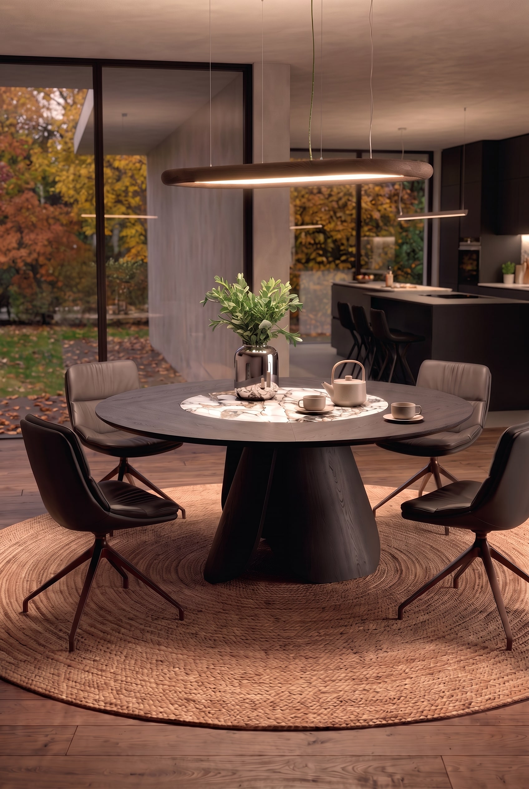 Essbereich runder Esstisch modernes Design