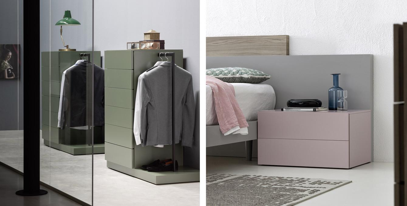 Couleurs 2016 Table de chevet rose Commode vert marais