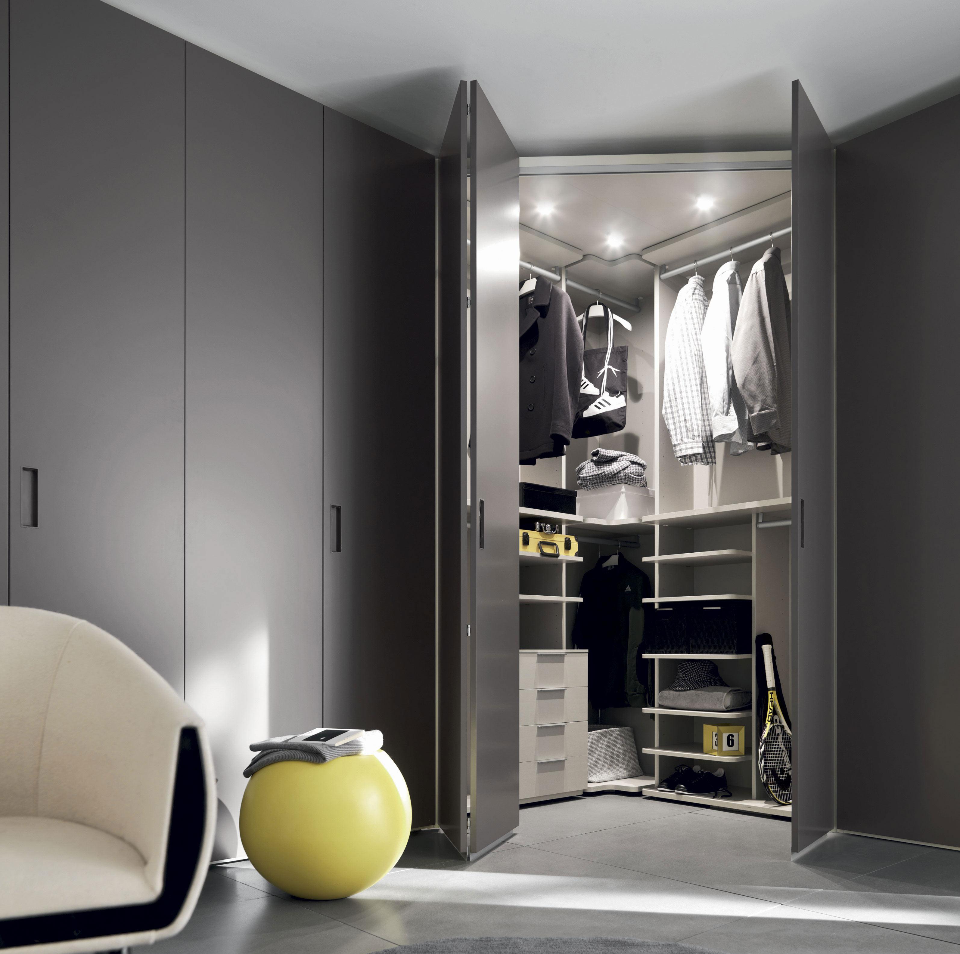 Armoire d'angle dressing gris mat