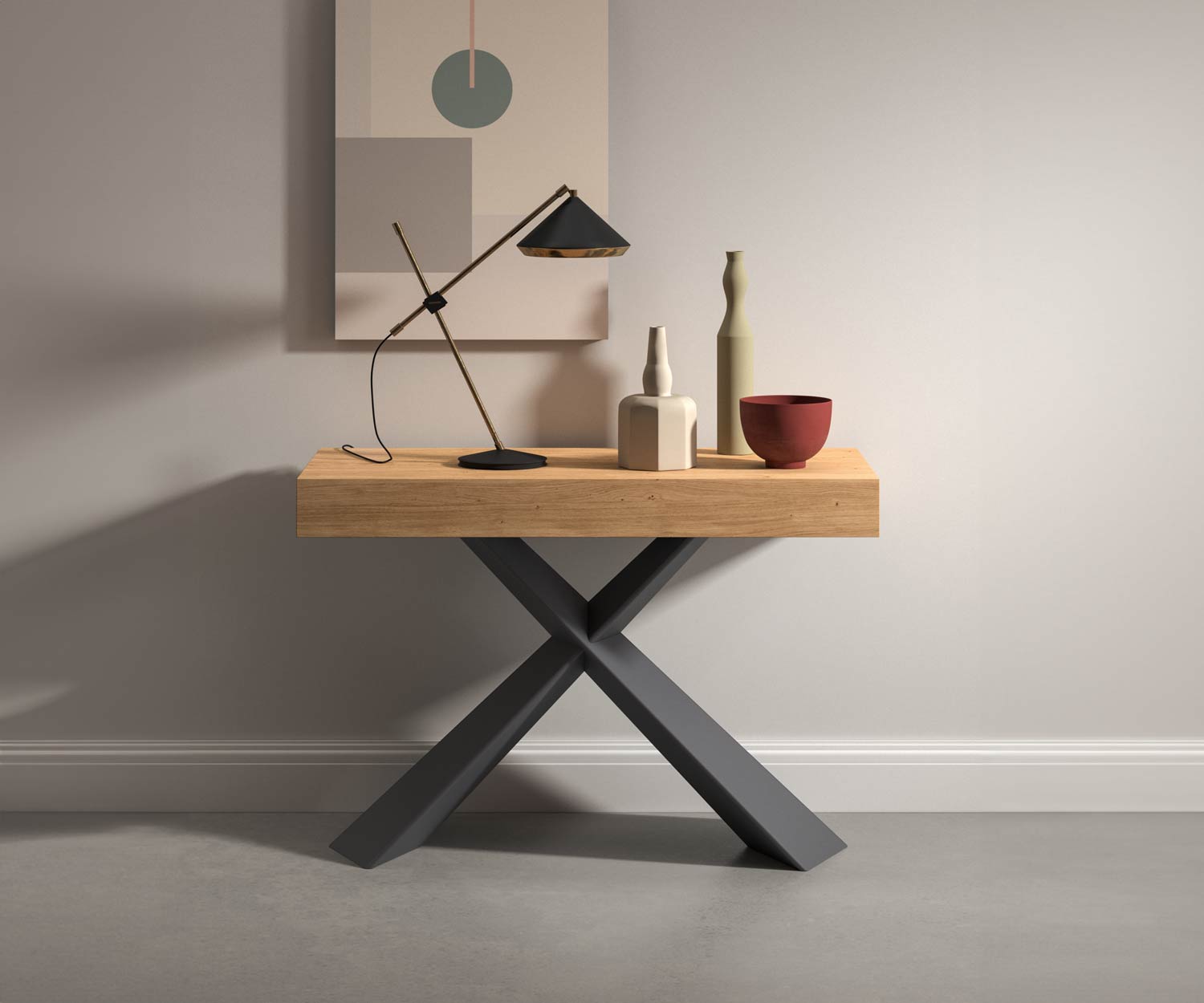 Ozzio_Design bois métal console T024 