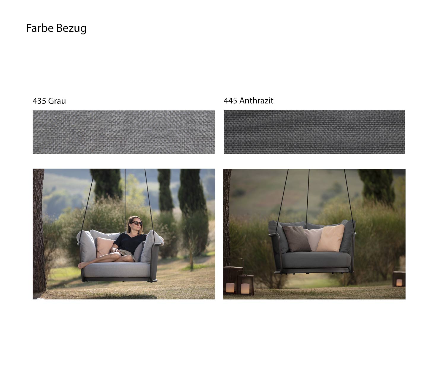 Fauteuil suspendu Baza Round Swing haut de gamme Revêtement gris anthracite Fauteuil suspendu Baza Round Swing haut de gamme Revêtement gris anthracite