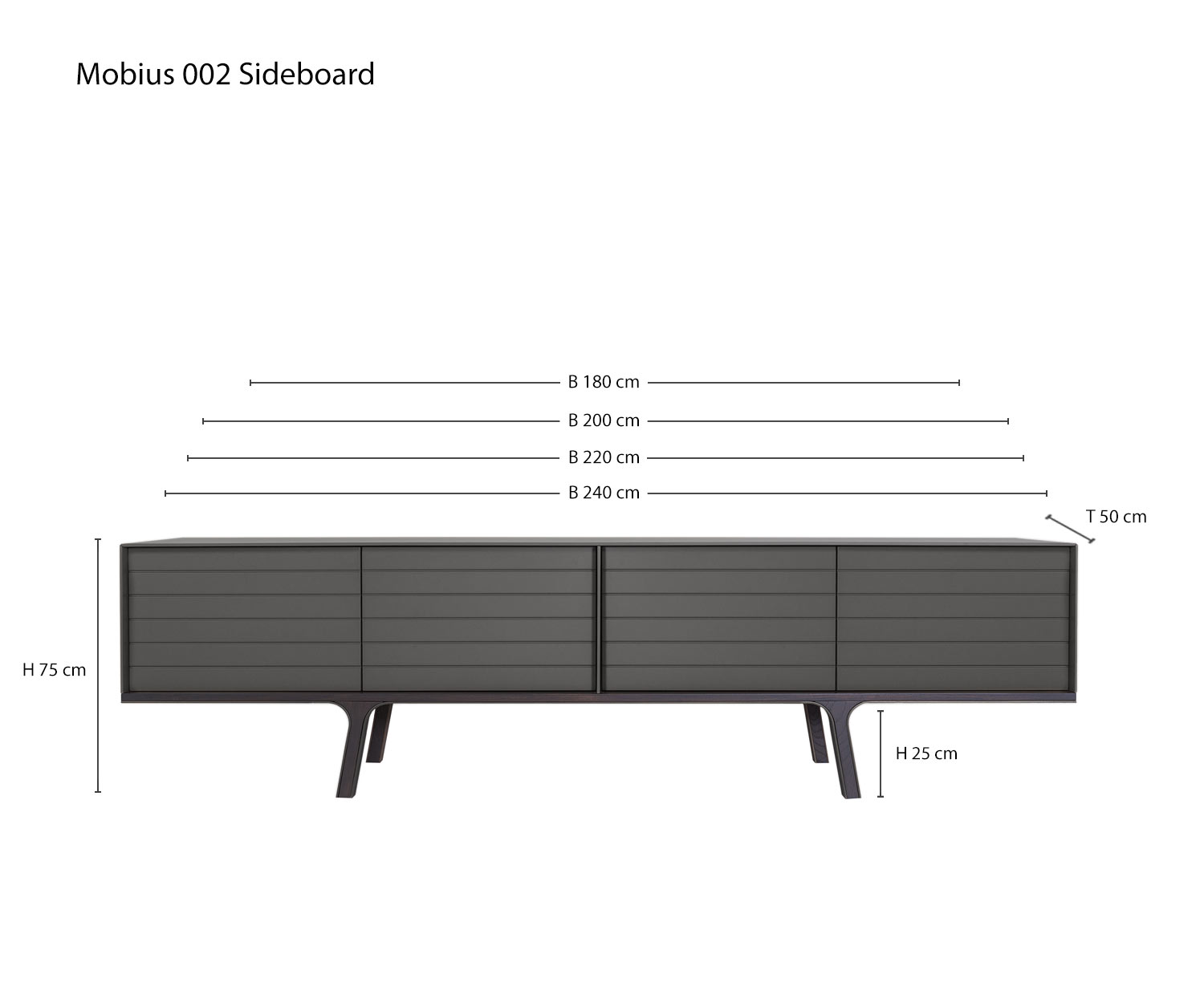 Designer Sideboard Mobius 002 de al2 Esquisse Largeurs Tailles Indications de taille Designer Sideboard Mobius 002 de al2 Esquisse Largeurs Tailles Indications de taille