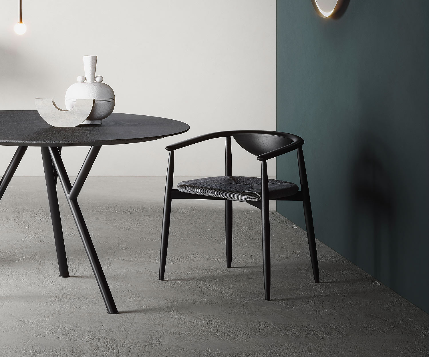 Novamobili Chaise Rose chêne massif gris garni en gris Novamobili Chaise Rose chêne massif gris garni en gris