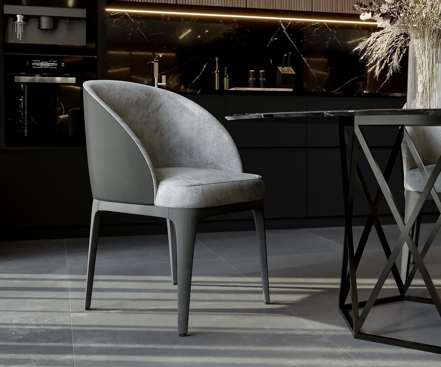 Chaise design en velours Marelli Paris