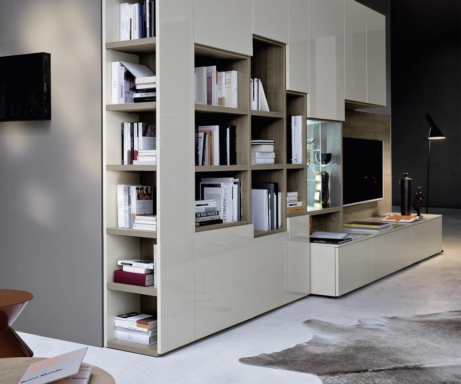 Exclusif Livitalia Meuble-paroi design avec bibliothèque C64