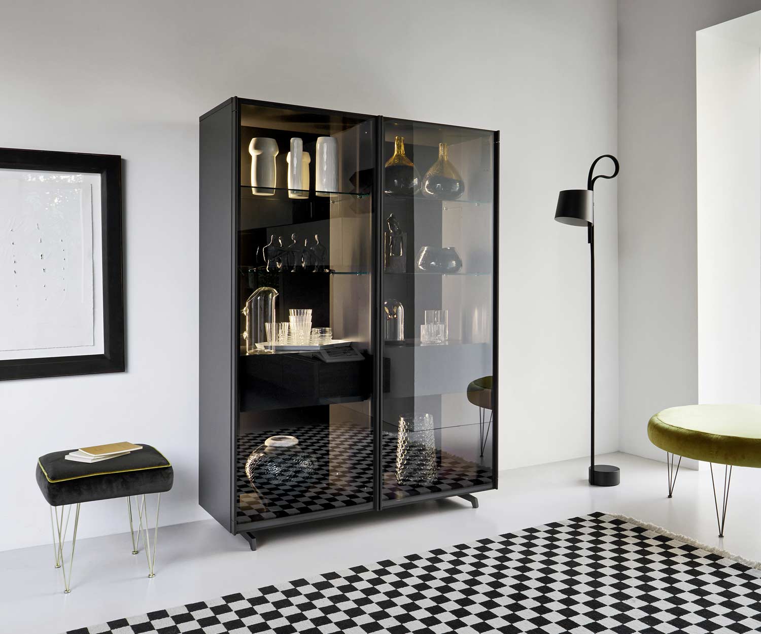 Exclusif Livitalia Vitrine en verre design Scrigno avec cadre étroit