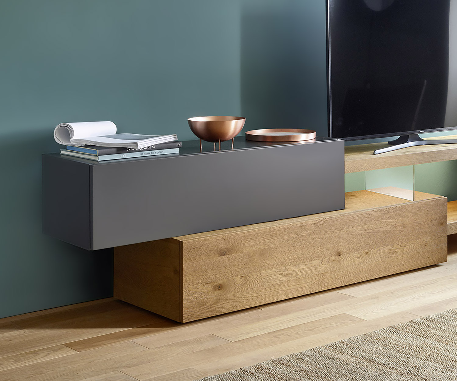 Meuble TV C32 de qualité supérieure pour les salons étroits en détail Façades des éléments bas Meuble TV C32 de qualité supérieure pour les salons étroits en détail Façades des éléments bas