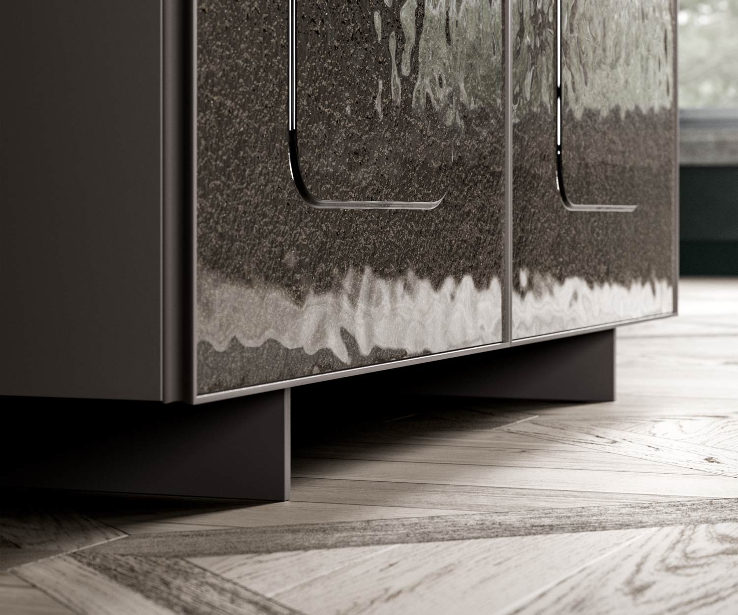 Ozzio Giulia X311 Sideboard design avec verre bronze or Ozzio Giulia X311 Sideboard design avec verre bronze or
