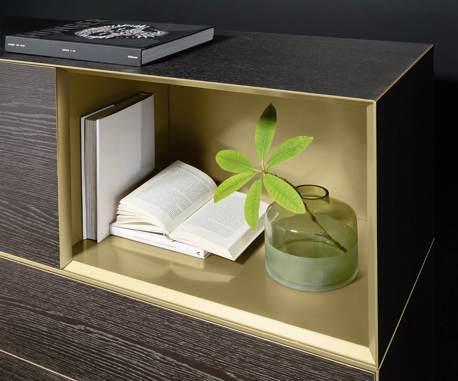 Highboard Minimal design moderne de Livitalia Compartiment ouvert couleur or Highboard Minimal design moderne de Livitalia Compartiment ouvert couleur or