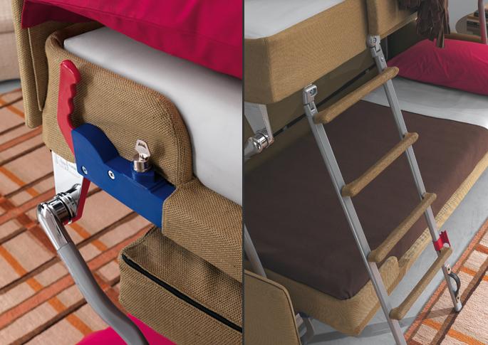 Lit superpos&eacute; Pol74 Multibed avec s&eacute;curit&eacute; enfant.