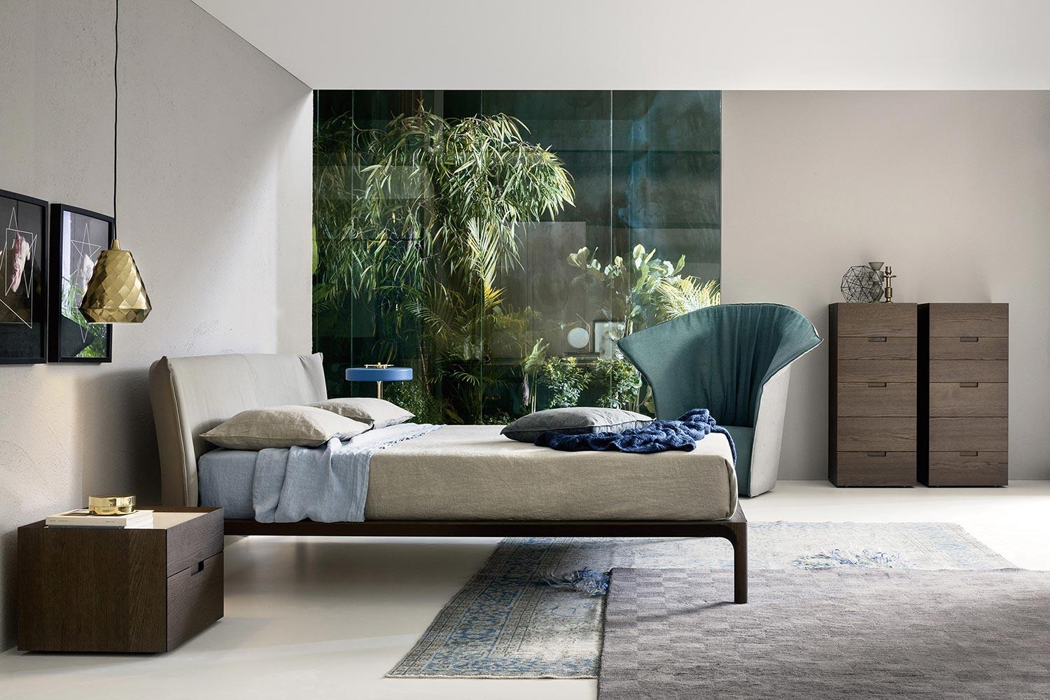 Meubles de chambre Tendance bois Lit Table de chevet