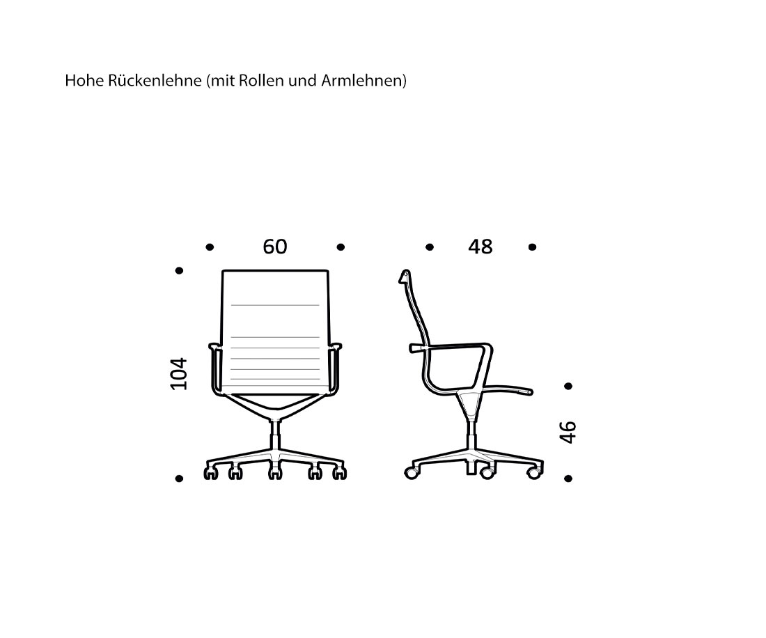 Croquis Dimensions Dossier haut Una Chair de ICF Croquis Dimensions Dossier haut Una Chair de ICF