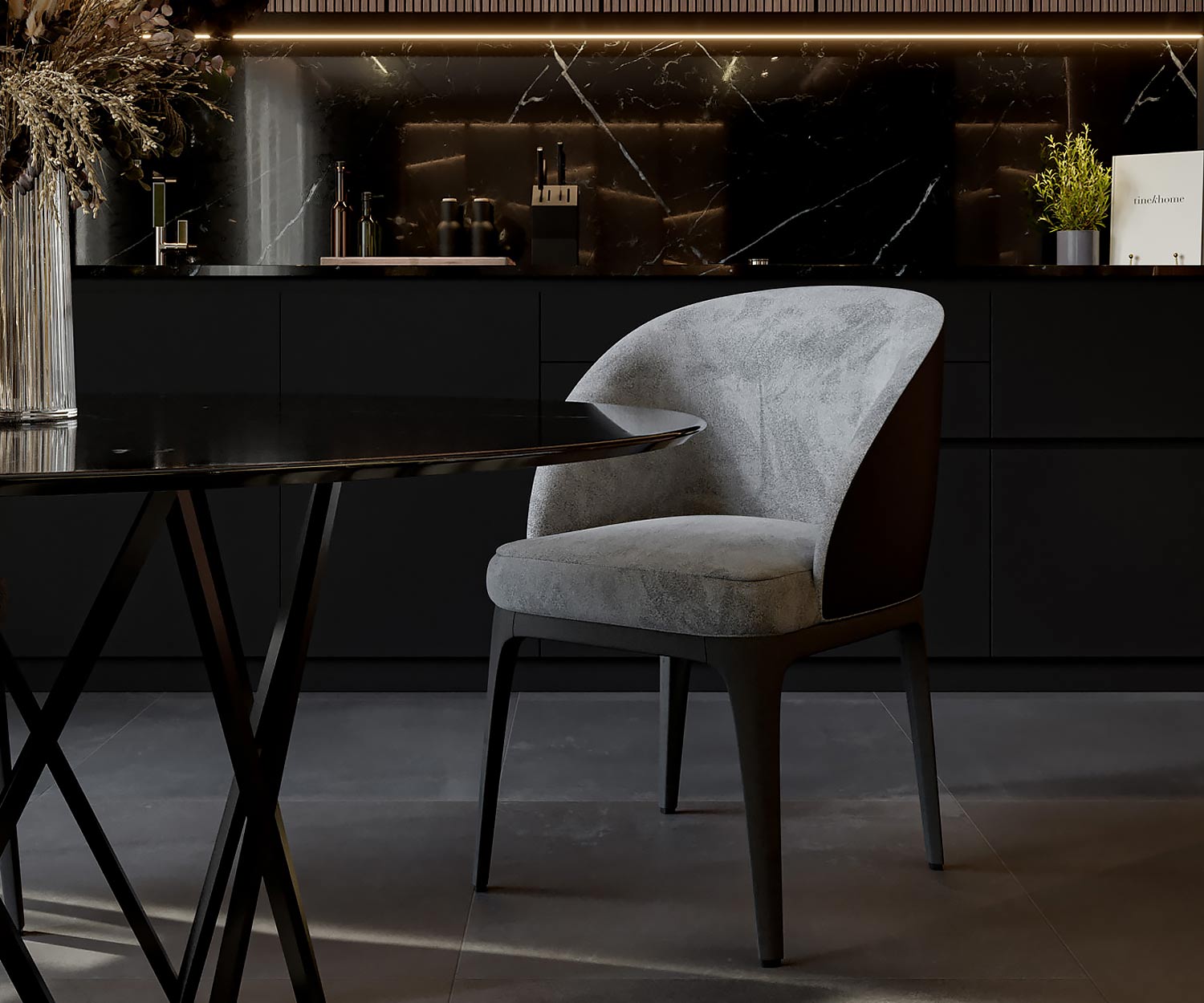 Chaise design en velours Marelli Paris