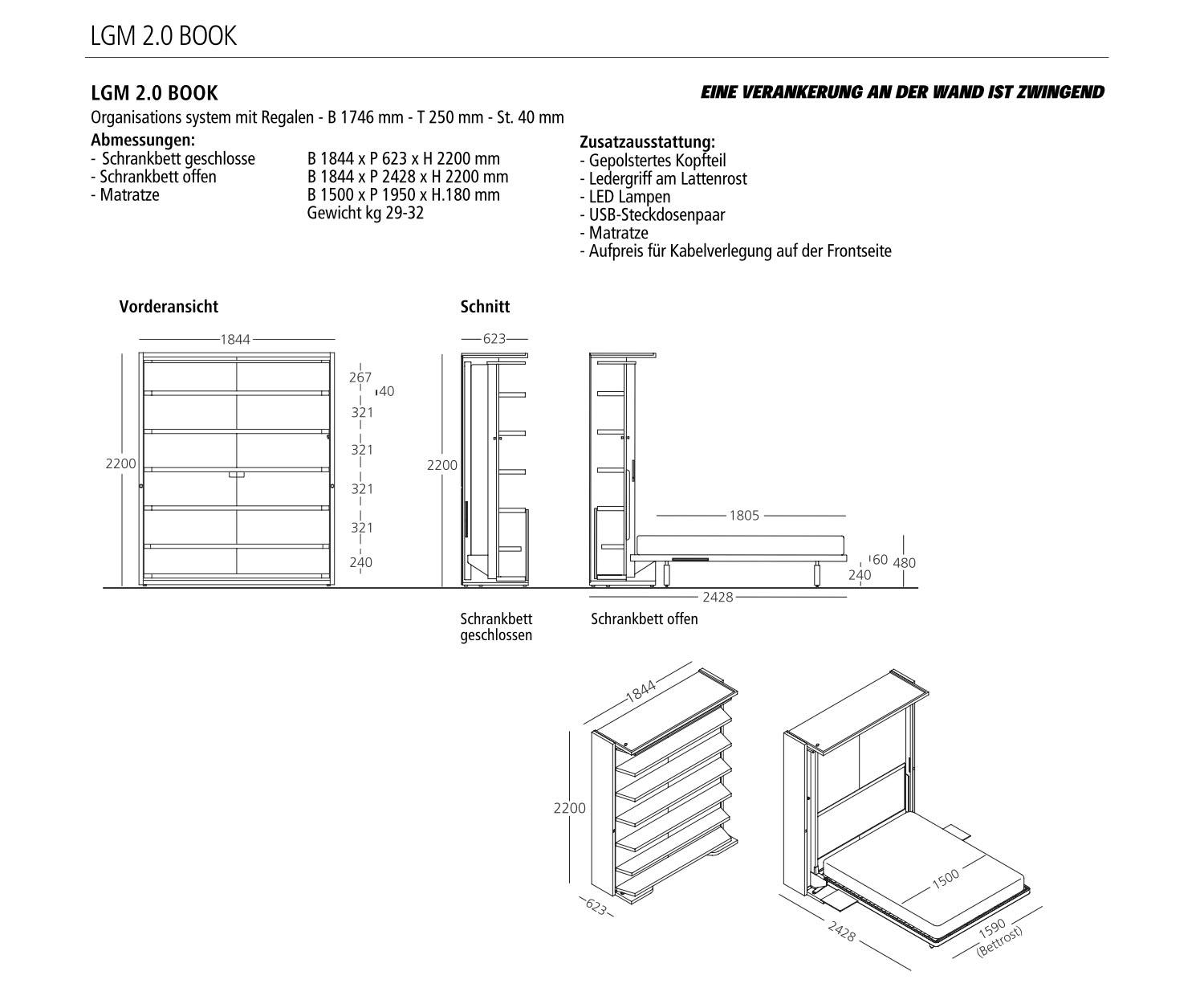 Clei Lits escamotables LGM 2 TV+ Table Clei Lits escamotables LGM 2 TV+ Table