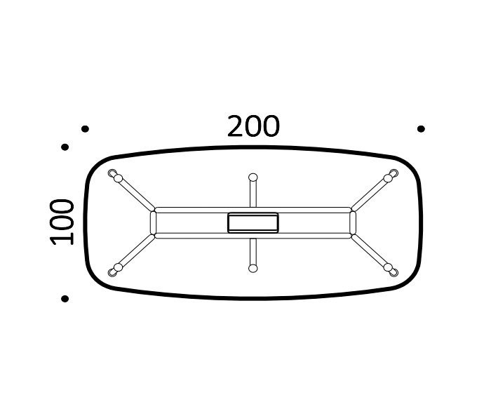 Esquisse Dimensions ICF Unitable Table de designer 200x100 cm Esquisse Dimensions ICF Unitable Table de designer 200x100 cm