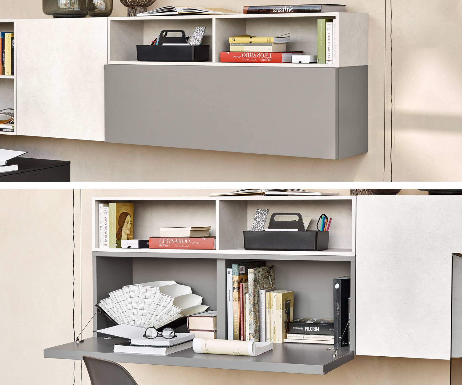 Exclusif Livitalia Armoire suspendue design Cartesio avec bureau 