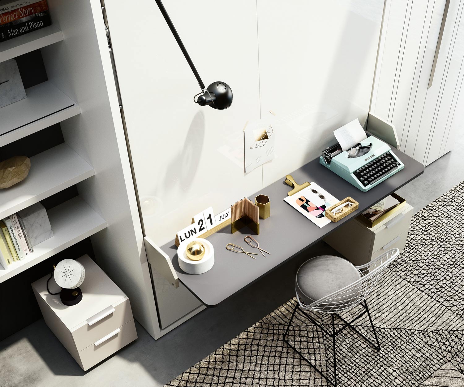 Exclusif Clei Penelope 2 Board Design lit armoire avec bureau