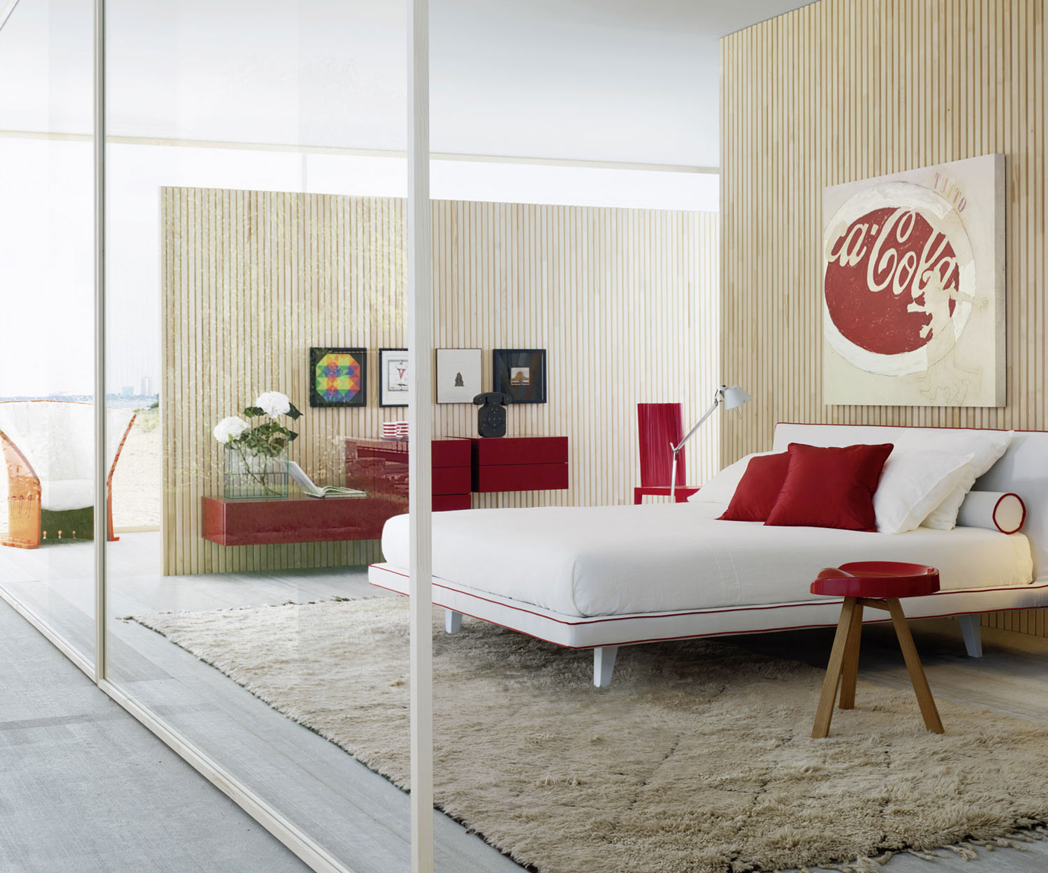 Exclusif Livitalia Commode murale design Valeo en rouge Exclusif Livitalia Commode murale design Valeo en rouge