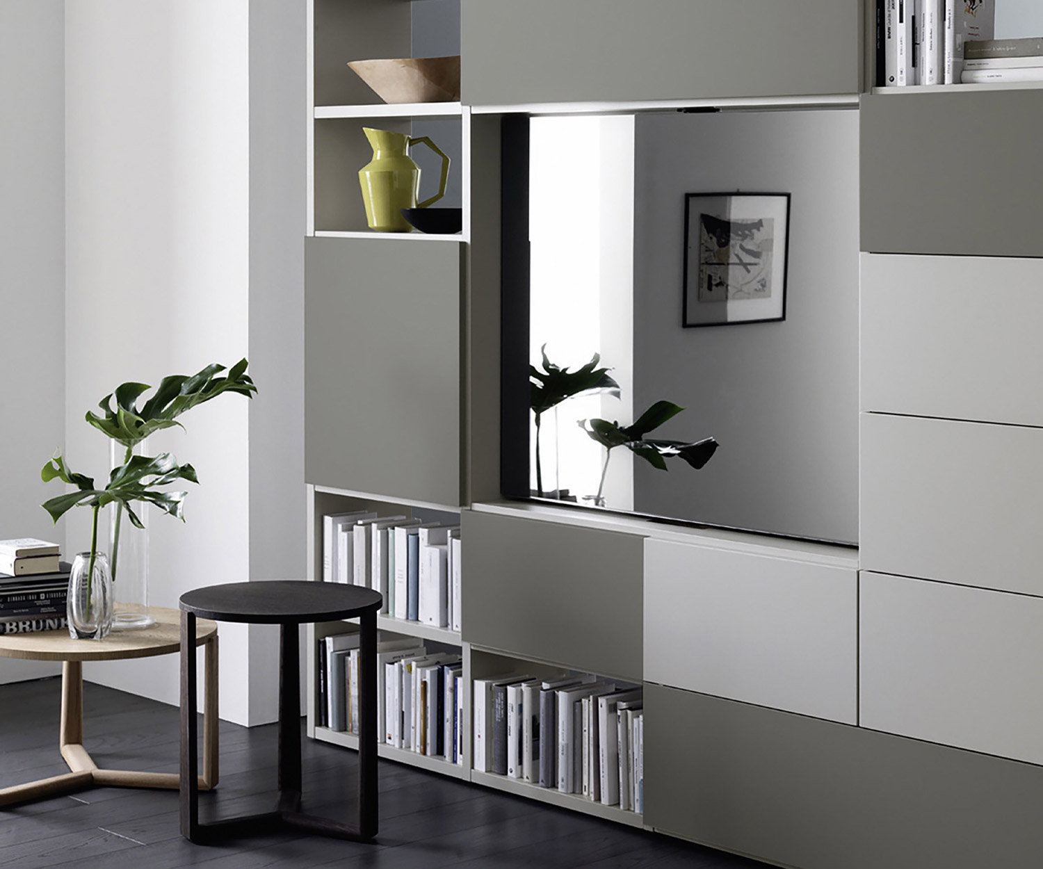 Exclusif Livitalia Bibliothèque Étagère avec panneau TV pivotant C90