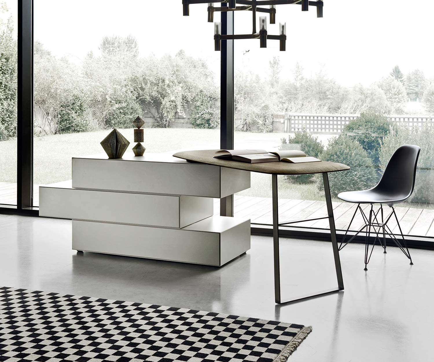 Exclusif Livitalia Commode design Ecletto avec coiffeuse en gris clair mat