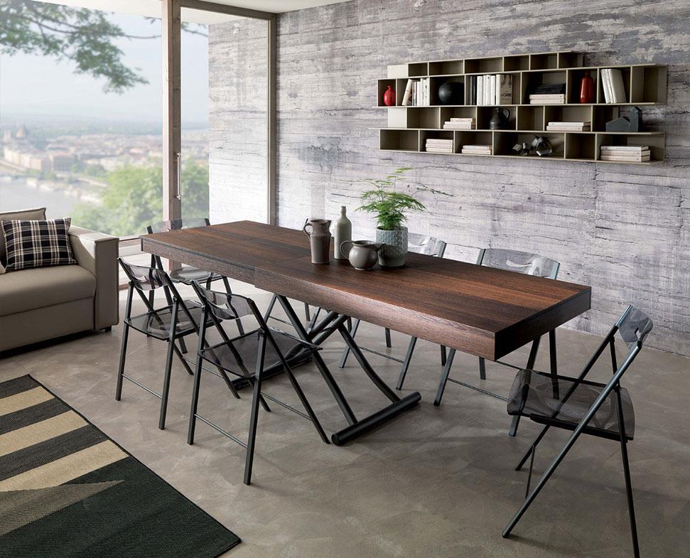 Table &agrave; manger r&eacute;glable en hauteur et extensible Ozzio Newood