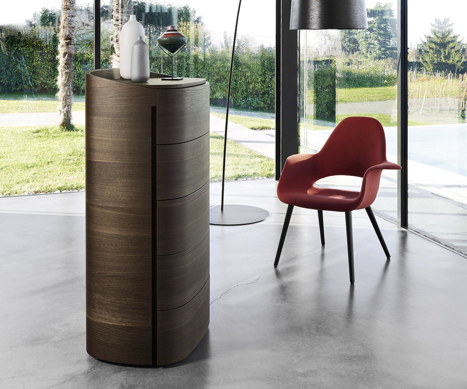 Exclusif Livitalia Design commode haute Round en chêne brun Exclusif Livitalia Design commode haute Round en chêne brun