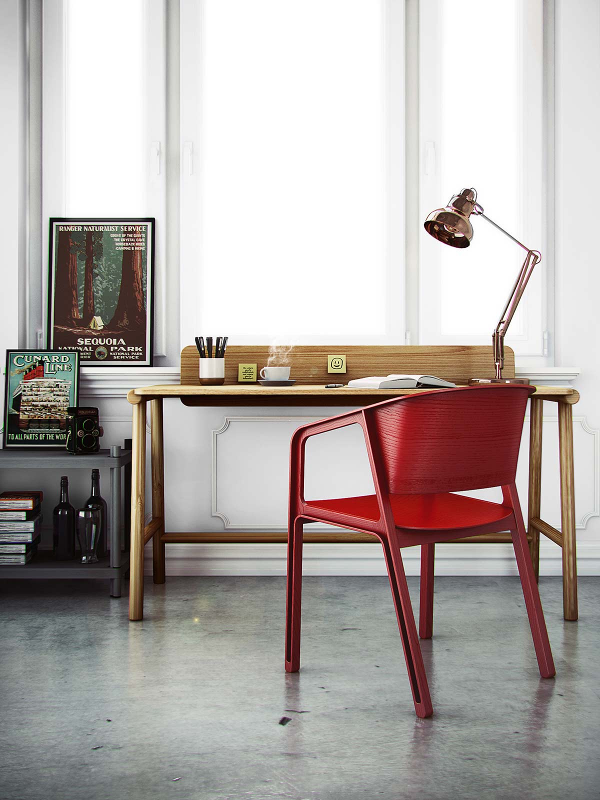 Chaise de bureau design rouge