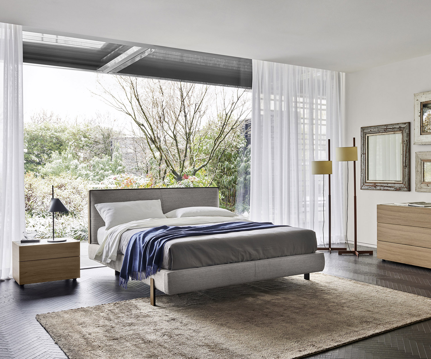 Exclusif Livitalia Design Lit Décor Tissu Gris Chambre à coucher Exclusif Livitalia Design Lit Décor Tissu Gris Chambre à coucher