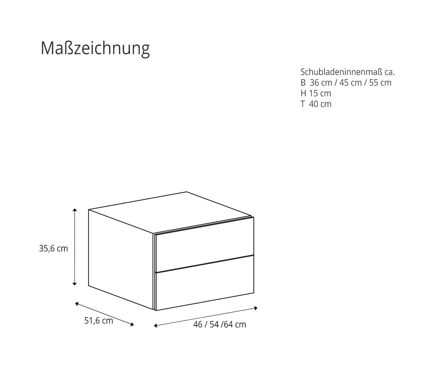 Novamobili Table de nuit design Easy 2 Plan d'encombrement Esquisse Dimensions Plan de construction