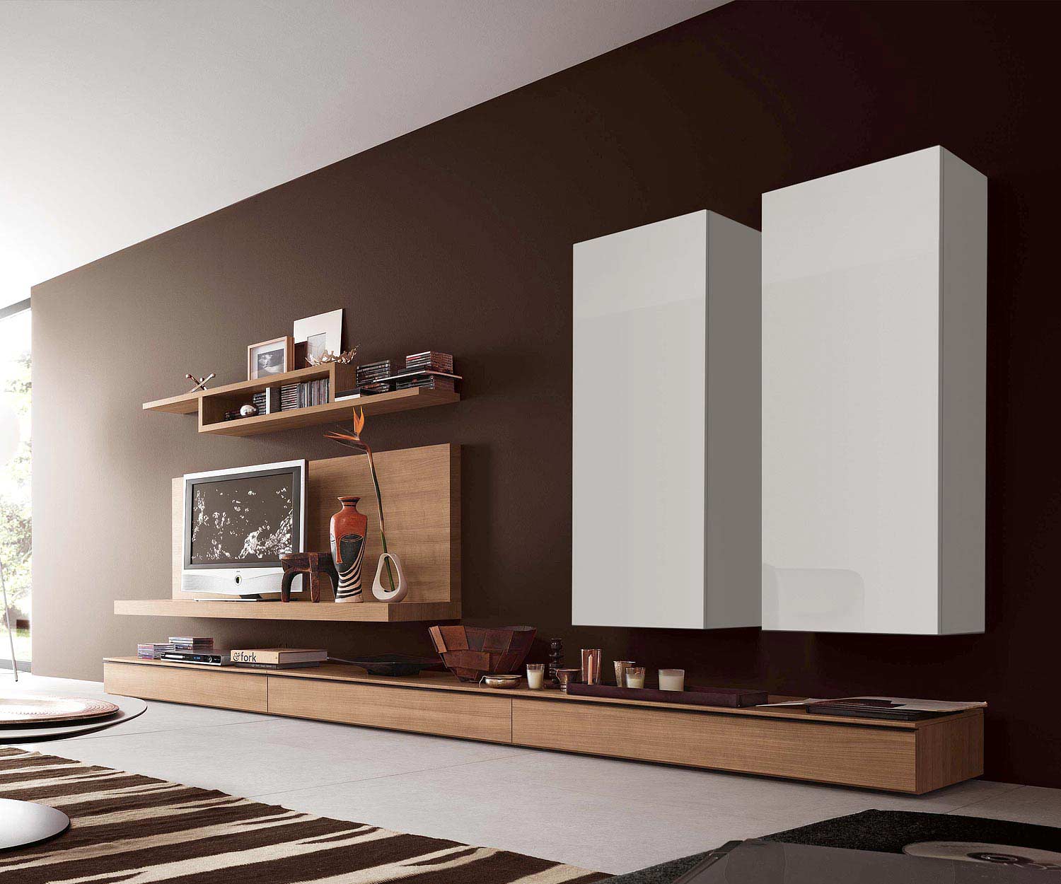 Armoire suspendue design exclusif Vertical en gris foncé brillant Armoire suspendue design exclusif Vertical en gris foncé brillant
