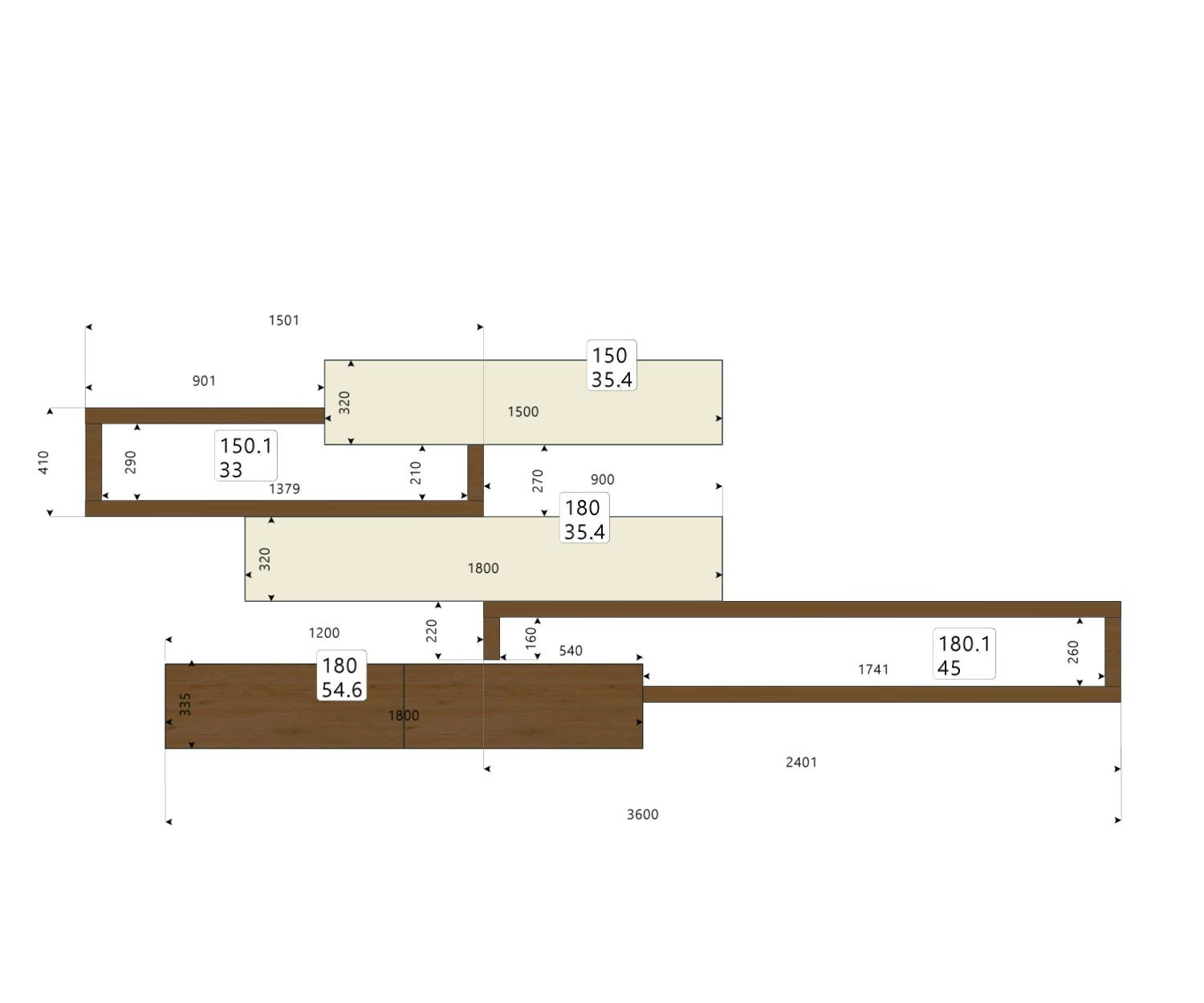 Livitalia Meuble-paroi C25 Esquisse Tailles Dimensions Livitalia Meuble-paroi C25 Esquisse Tailles Dimensions
