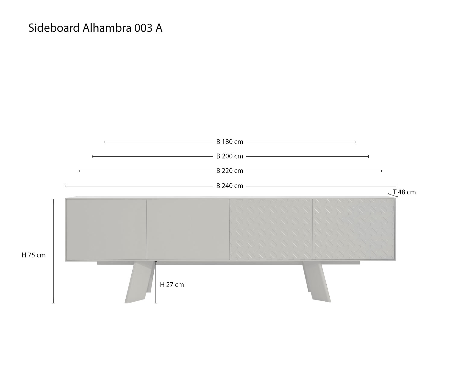 Esquisse Dimensions Données de taille Variantes de al2 Designer Buffet Alhambra 003 Esquisse Dimensions Données de taille Variantes de al2 Designer Buffet Alhambra 003