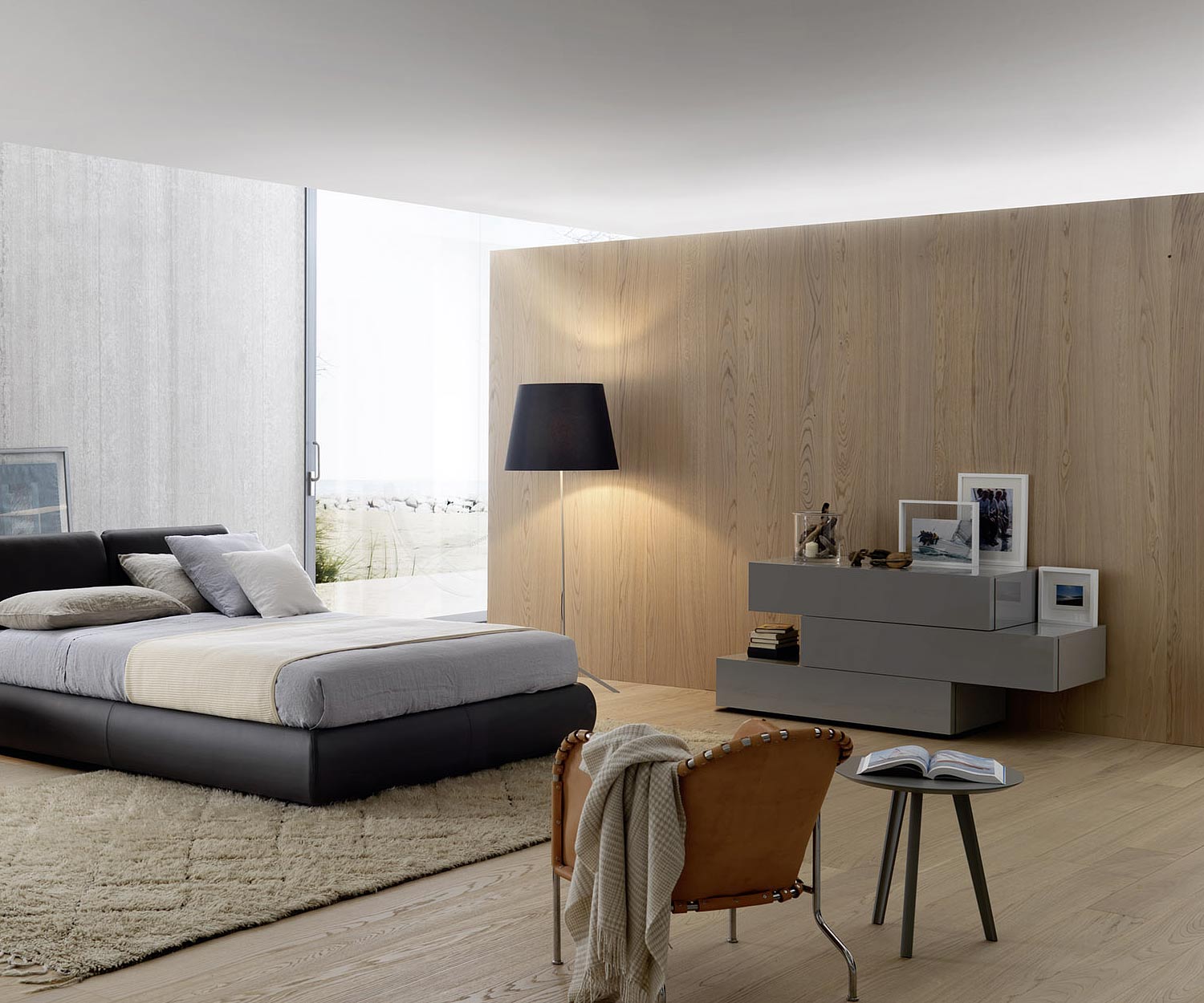 Exclusif Livitalia Commode design Valeo en gris foncé mat