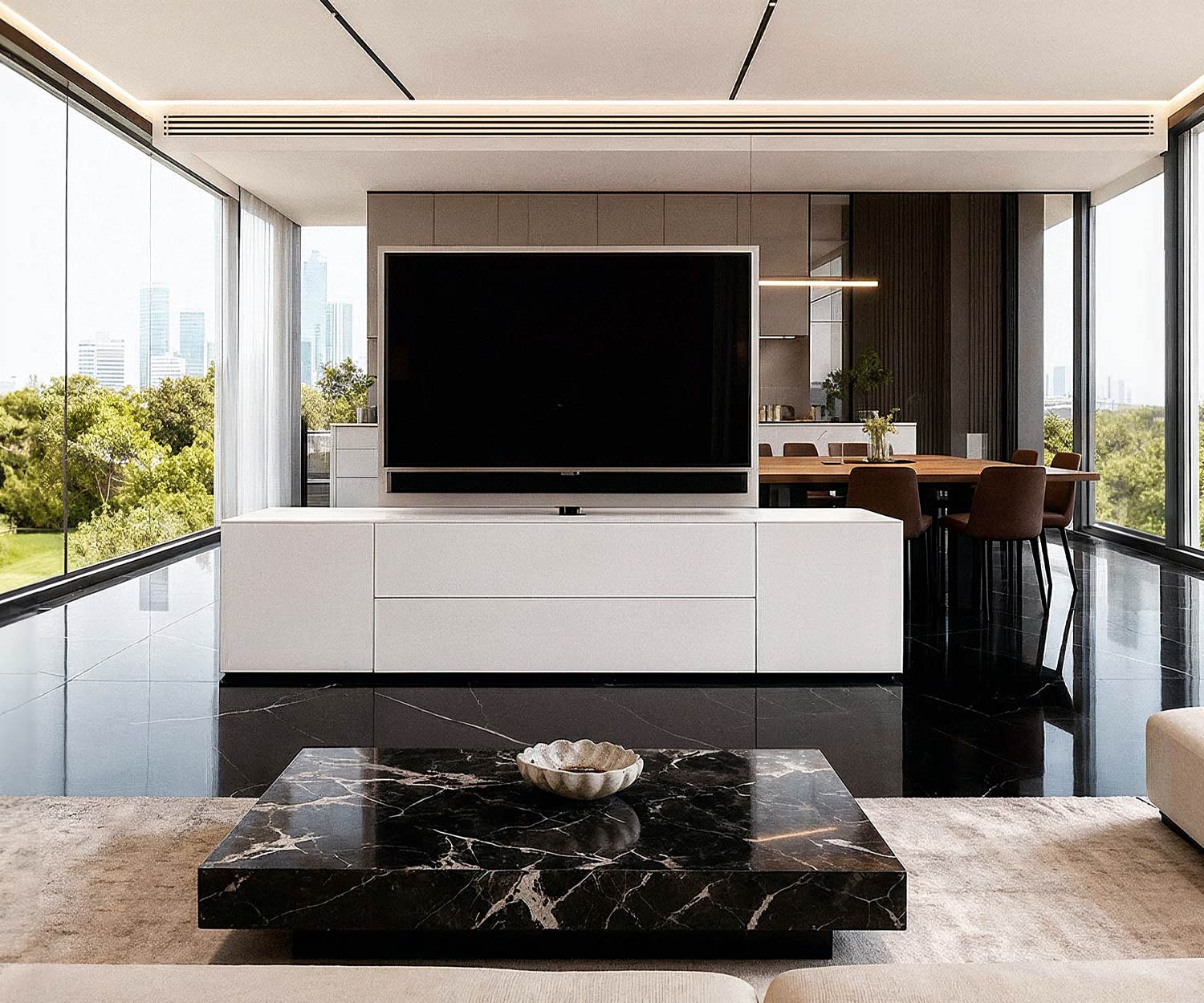 Livitalia Roto Buffet Séparateur de Pièce avec Panneau TV Pivotant Livitalia Roto Buffet Séparateur de Pièce avec Panneau TV Pivotant