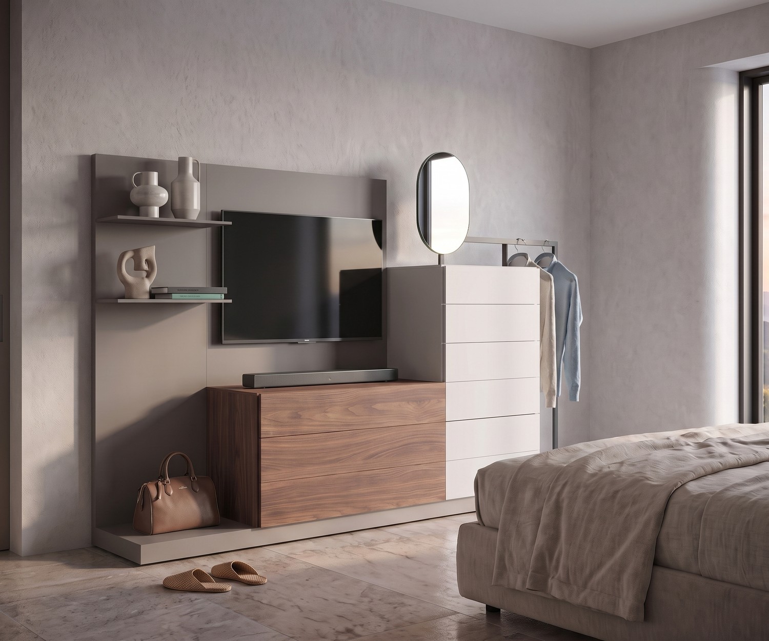 Novamobili Commode Easy 9 avec penderie et panneau TV