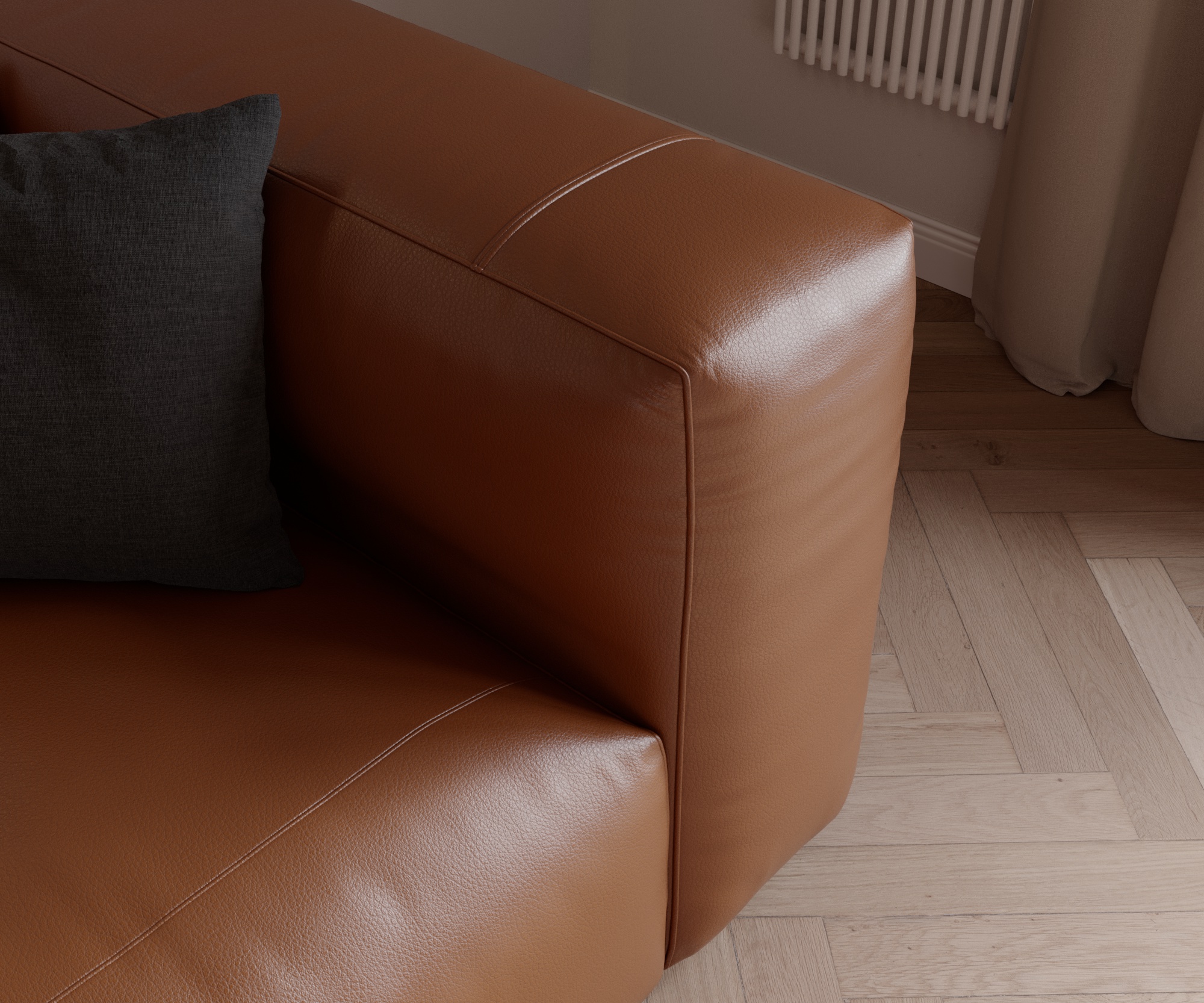 Prostoria Cloud Cuir Divina Cognac Chaise Lounge gauche