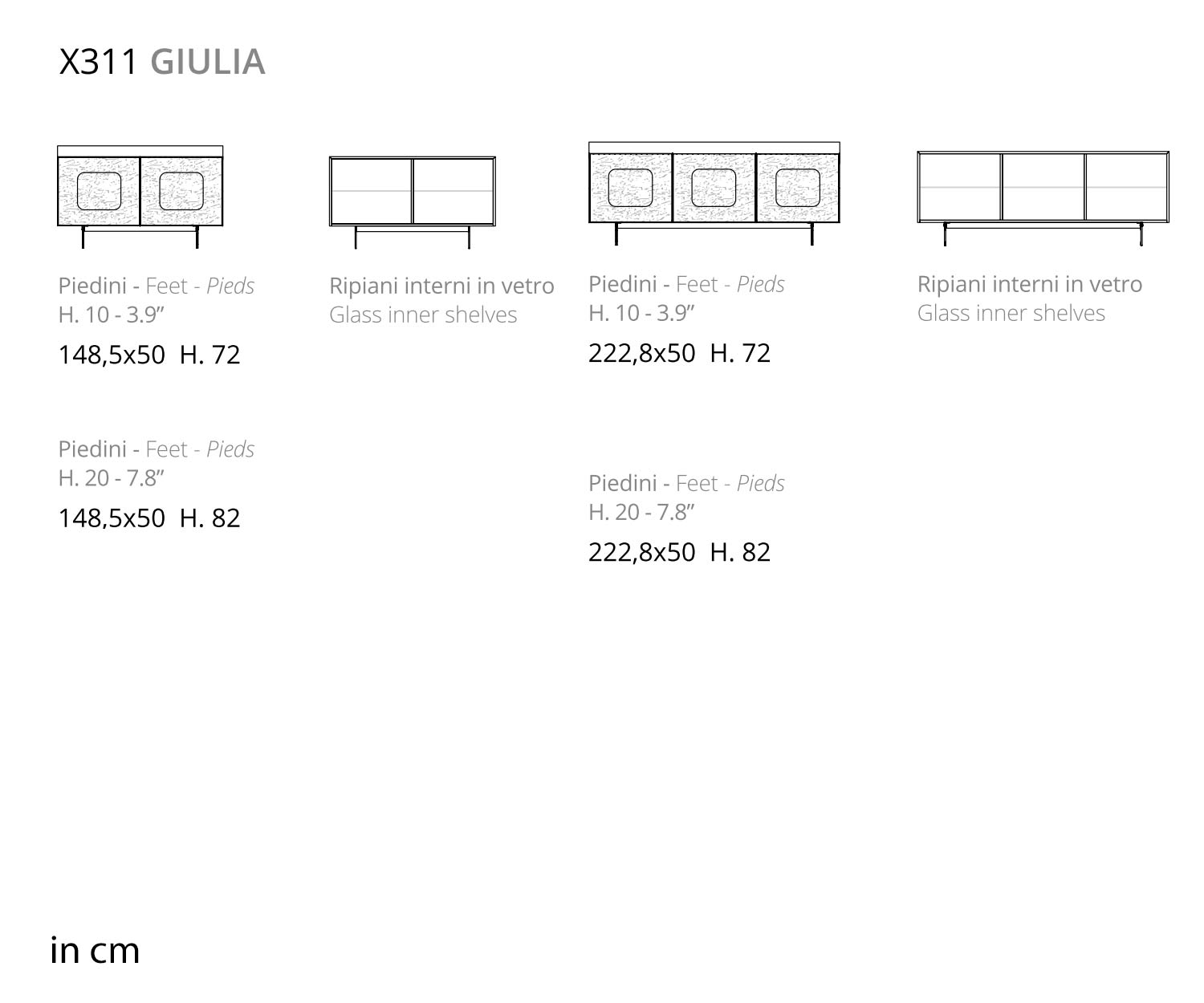 Ozzio Giulia X311 Buffet design avec façade en verre argenté Ozzio Giulia X311 Buffet design avec façade en verre argenté