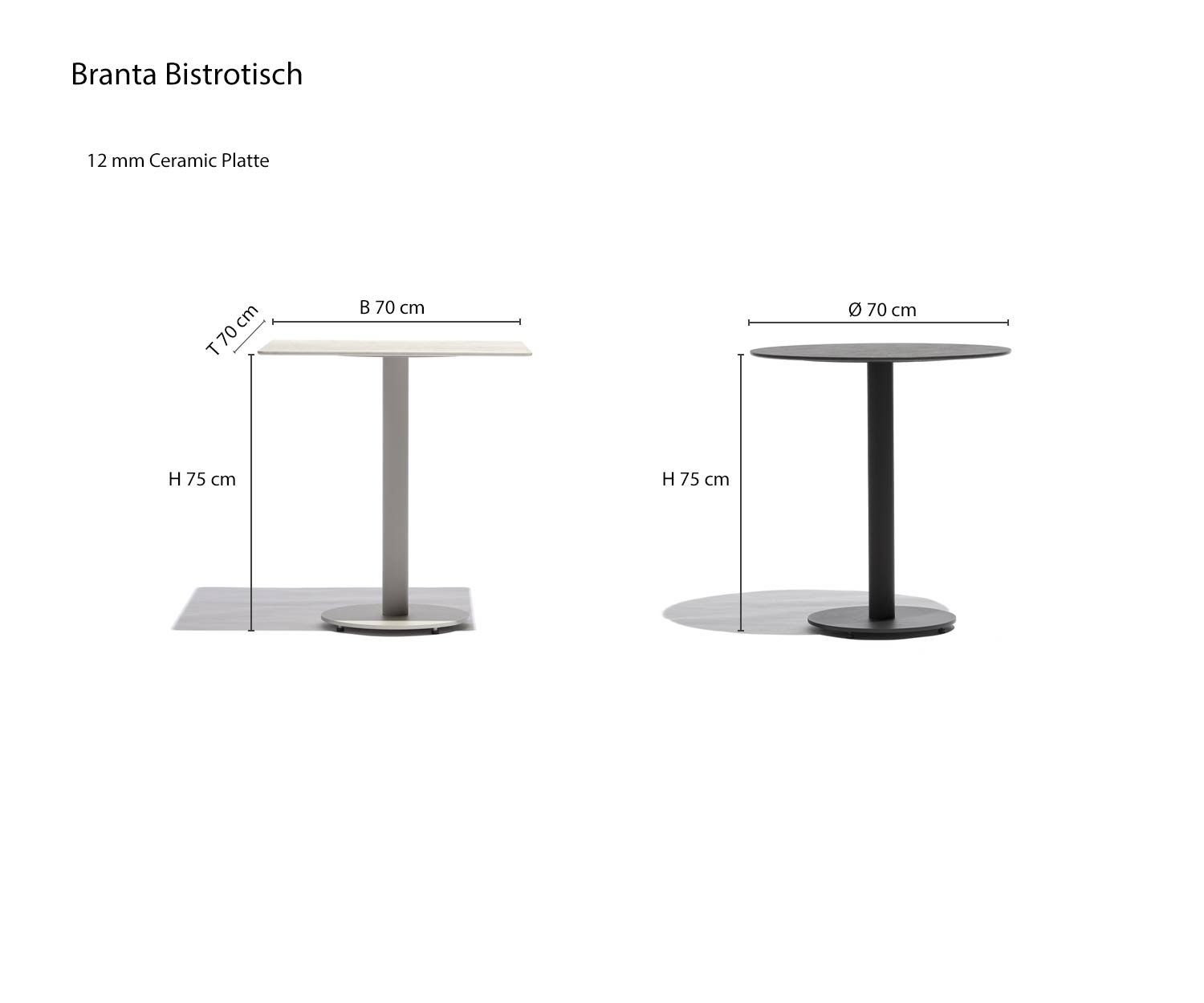 Todus Branta Table de bistrot Esquisse Dimensions Dimensions
